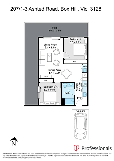 207/1-3 Ashted Road, Box Hill, VIC 3128, 2 Bedrooms, 1 Bathrooms, Unit