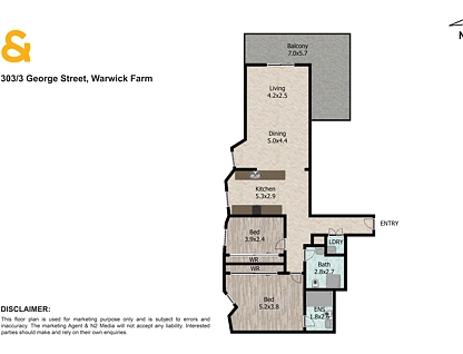 303/3 George Street, Warwick Farm, South Western Suburbs, 2 ਕਮਰੇ, 2 ਬਾਥਰੂਮ, Apartment