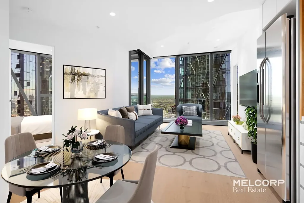 Melbourne 2房 CBD电车站旁  Ritz-Carlton同栋  主卧带浴缸  开放式起居  高端厨房  停车位  游泳池健身房 Luxurious 2-bed, 2-bath apartment with carpark - West Side Place