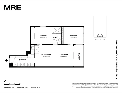 612/74 Queens Road, Melbourne, Melbourne CBD, 2 rūma, 1 rūma horoi, Apartment