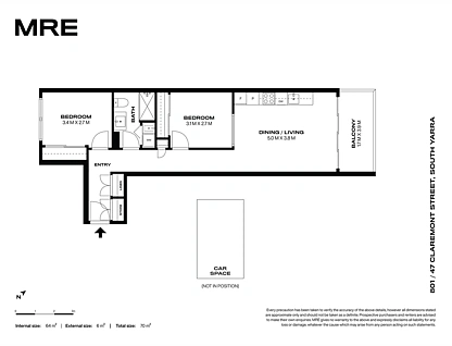 801/47 Claremont Street, South Yarra, Inner East Melbourne, 2 phòng ngủ, 1 phòng tắm, Apartment