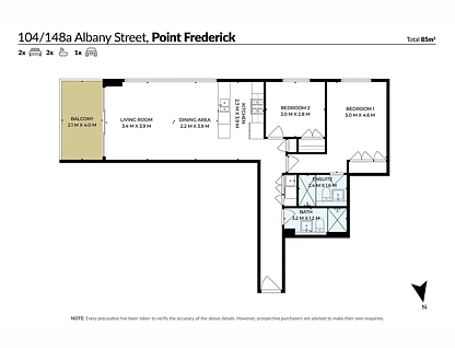 104/148a Albany Street, Point Frederick, NSW 2250, 2 ਕਮਰੇ, 2 ਬਾਥਰੂਮ, Apartment