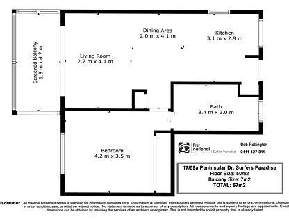 17/59a Peninsular Drive, Surfers Paradise, Gold Coast, 1 Kuwarto, 1 Banyo, Apartment