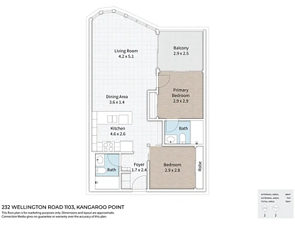 1103/232 Wellington Road, Kangaroo Point, QLD 4169, 2房, 2浴, 排房