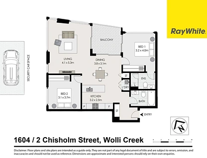 1604/2 Chisholm Street, Wolli Creek, South Western Suburbs, 2部屋, 2バスルーム, Apartment