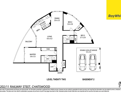 2202/11 Railway Street, Chatswood, Lower North Shore, 3 chambres, 2 salles de bain, Unit