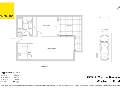 602/8 Marine Parade, Wentworth Point, Parramatta (Northwest suburbs), 1房, 1浴, Apartment