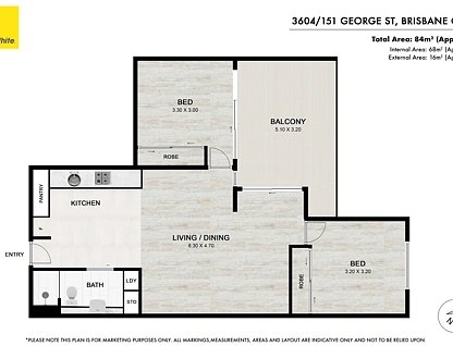 3604/151 George Street, Brisbane City, Brisbane - Inner City Region, 2 ਕਮਰੇ, 1 ਬਾਥਰੂਮ, Apartment