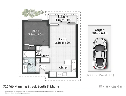 711/66 Manning Street, South Brisbane, Brisbane - Inner City Region, 1 chambres, 1 salles de bain, Apartment