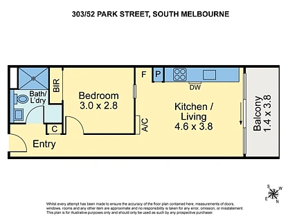 303/52 Park St, South Melbourne, Melbourne CBD, 1 ห้องนอน, 1 ห้องน้ำ, Apartment