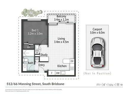 512/66 Manning Street, South Brisbane, Brisbane - Inner City Region, 1房, 1浴, Apartment