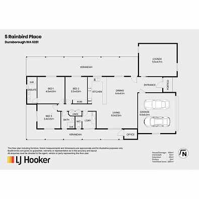 5 Rainbird Place, Dunsborough, WA 6281, 3房, 2浴, House