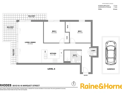 501E/10-16 Marquet Street, Rhodes, Inner West, 2部屋, 1バスルーム, Apartment