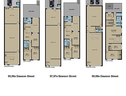 55, 57, 59 Dawson Street, Tullamarine, North Melbourne, 2部屋, 3バスルーム, Unit