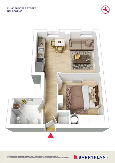 23/140 Flinders Street, Melbourne, VIC 3000, 1 rūma, 1 rūma horoi, Apartment
