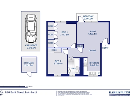 7/80-82 Burfitt Street, Leichhardt, Inner West, 2 Bedrooms, 1 Bathrooms, Apartment