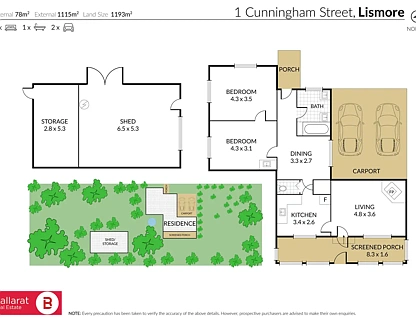 1 Cunningham Street, Lismore, VIC 3324, 2房, 1浴, House
