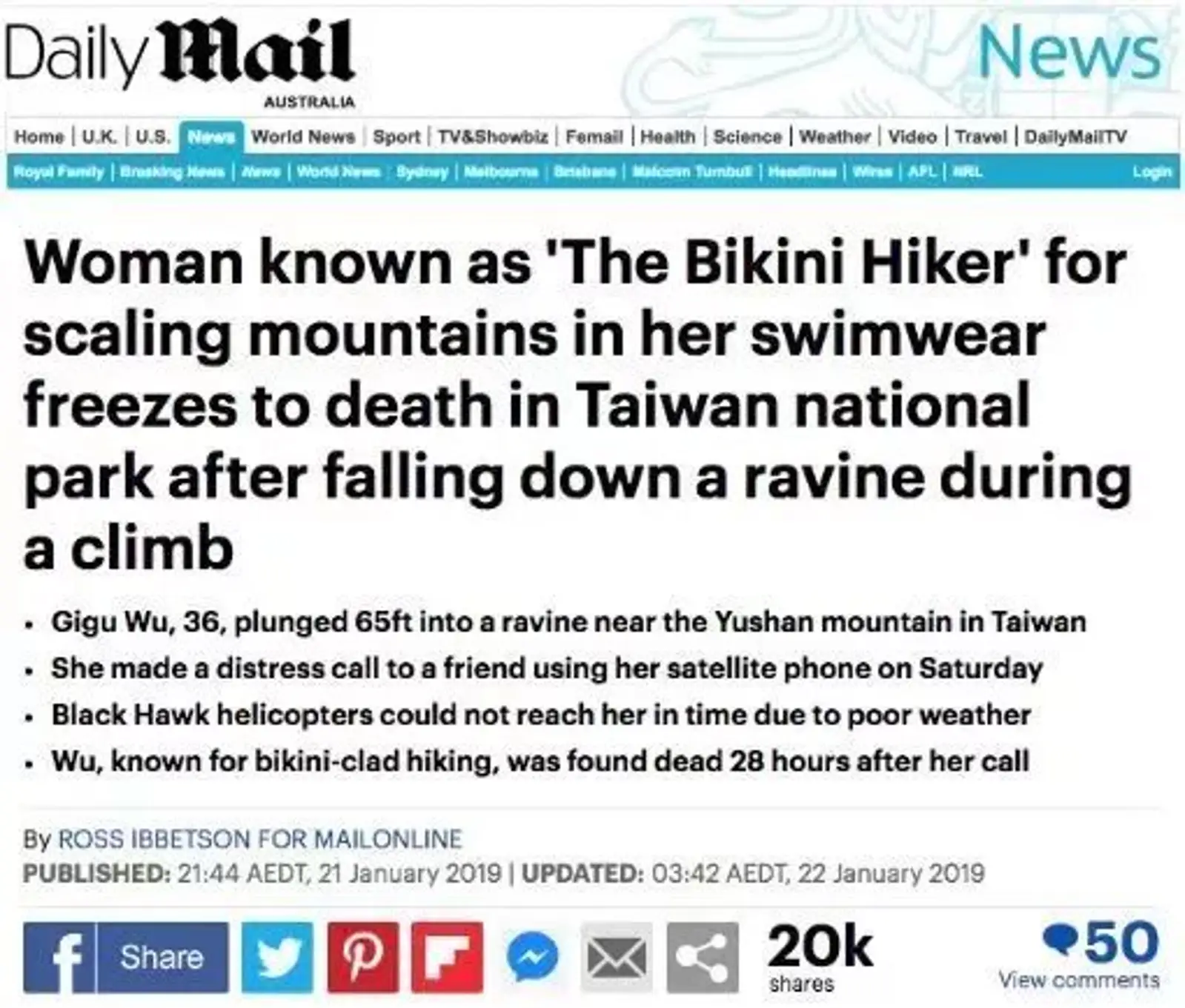 因为一个赌约，她换上比基尼登山，没想到却坠落山谷，活活冻死...