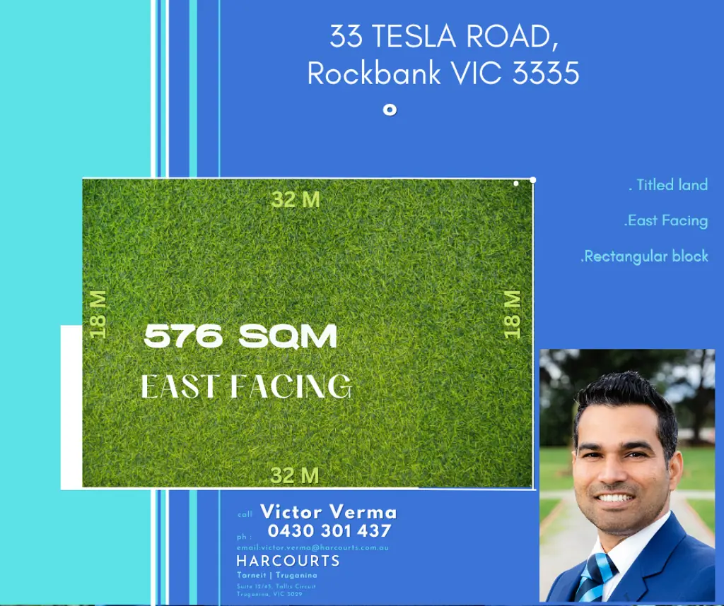 Rockbank 576 sqm East Facing titled block of land- Ready to build your dream home