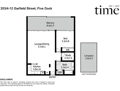 203/4-12 Garfield Street, Five Dock, Inner West, 1 कमरे, 1 बाथरूम, Apartment