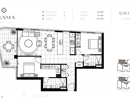 Orama/12-16 Weemala Street, Surfers Paradise, Gold Coast, 3 ห้องนอน, 2 ห้องน้ำ, Apartment