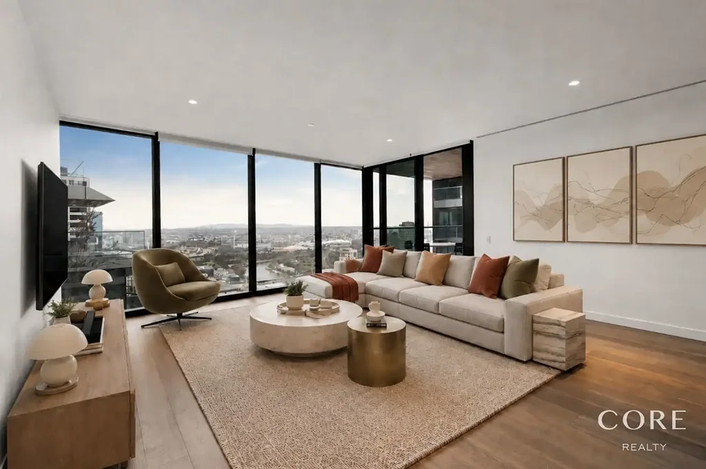 Melbourne 3chambre Sky-High Sophistication with Scenic River Views