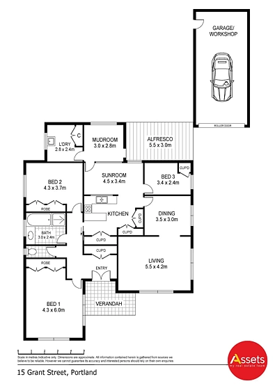 15 Grant Street, Portland, VIC 3305, 3 Bedrooms, 1 Bathrooms, House