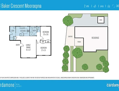 2/33 Baker Crescent, Mooroopna, VIC 3629, 2房, 1浴, Apartment