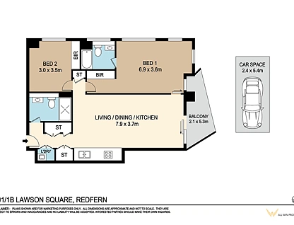 401/1B Lawson Square, Redfern, Sydney CBD, 2 Kuwarto, 2 Banyo, Apartment