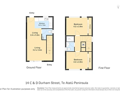 14C & 14D Durham Street, Te Atatu Peninsula, Waitakere City, 2 ਕਮਰੇ, 1 ਬਾਥਰੂਮ, Townhouse