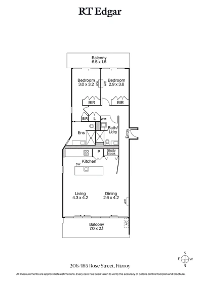 206/185 Rose Street, Fitzroy, VIC 3065, 2 chambres, 2 salles de bain, Apartment