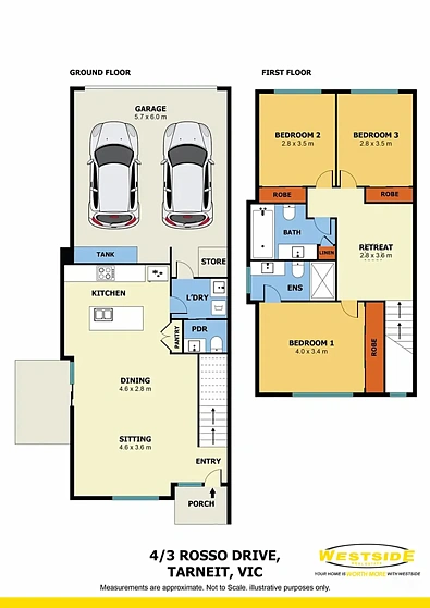 4/3 Rosso Drive, Tarneit, VIC 3029, 3房, 2浴, Townhouse