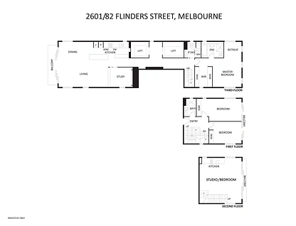 2601/82 Flinders Street, Melbourne, Melbourne CBD, 4 phòng ngủ, 2 phòng tắm, Apartment