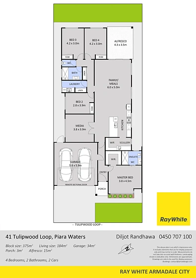 41 Tulipwood Loop, Piara Waters, WA 6112, 4 침실, 2 욕실, House