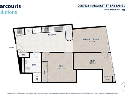 2615/222 Margaret Street, Brisbane City, Brisbane - Inner City Region, 2 Kuwarto, 1 Banyo, Apartment