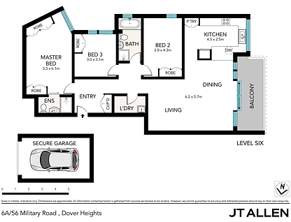6A/56 Military Road, Dover Heights, Eastern Suburbs, 3 Bedrooms, 2 Bathrooms, Apartment