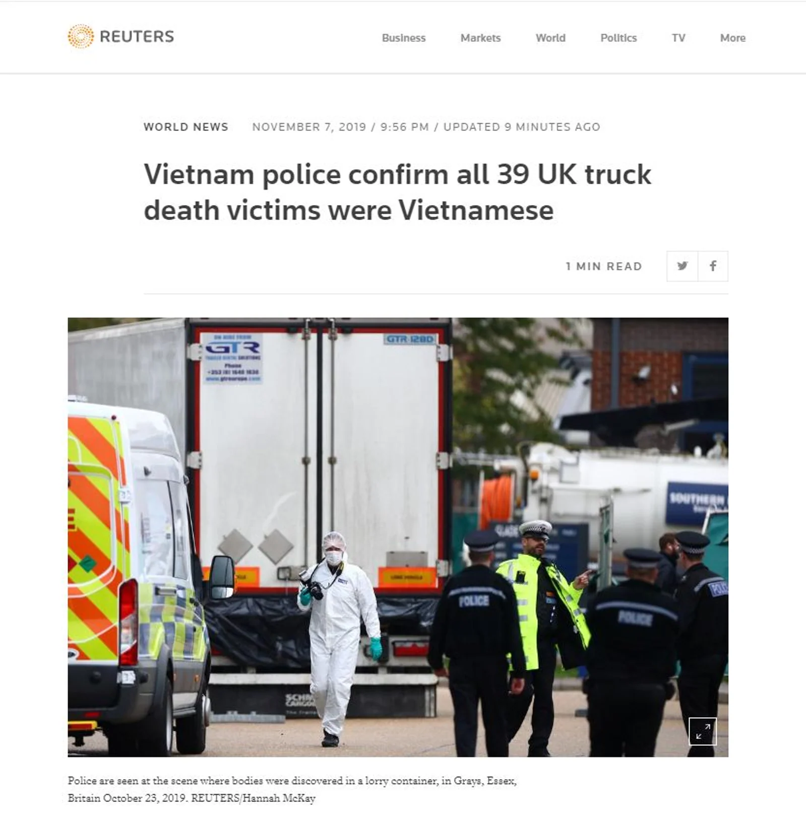 “死亡货车”真相大白,司机坦言死亡过程!确认39名遇难者都是越南人!