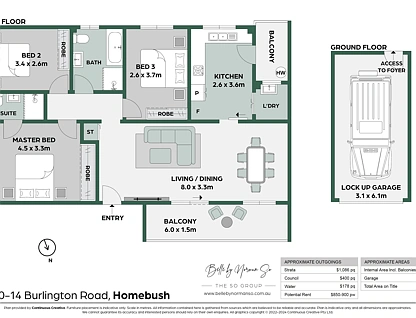 14/10-14 Burlington Road, Homebush, Inner West, 3 침실, 2 욕실, Apartment