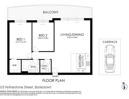 50/3-7 Fetherstone Street, Bankstown, NSW 2200, 2房, 1浴, 公寓