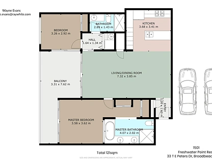 1501/33 T E Peters Drive, Broadbeach Waters, Gold Coast, 2 રૂમ, 2 બાથરૂમ, Apartment
