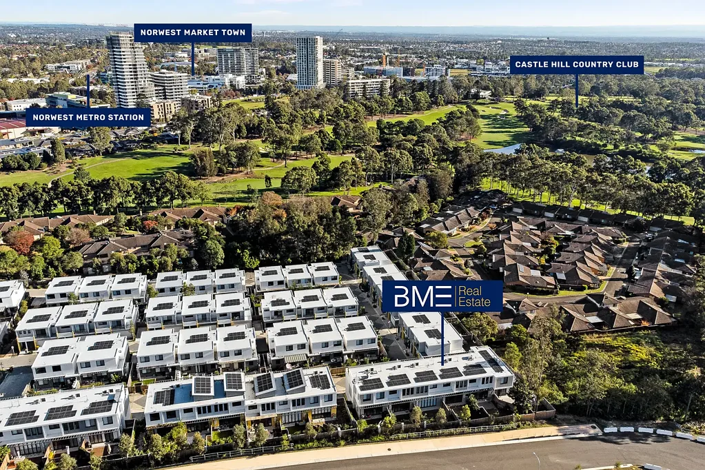 Norwest 3 Bedroom Luxury Townhouse Living / Private Lift Access / Extra Study / Double Lockup Garage / North Backyard / Solar Energy