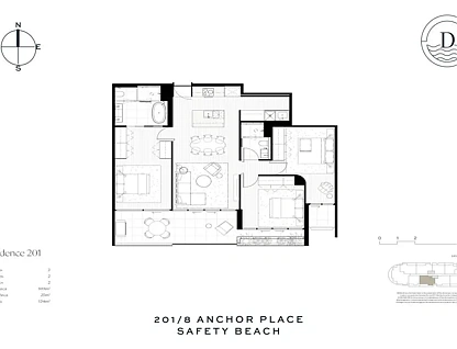 201/8 Anchor Place, Safety Beach, Mornington Peninsula, 3房, 2浴, Apartment