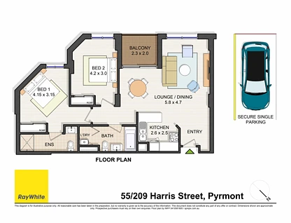 55/209 Harris Street, Pyrmont, Sydney CBD, 2 rūma, 2 rūma horoi, Apartment