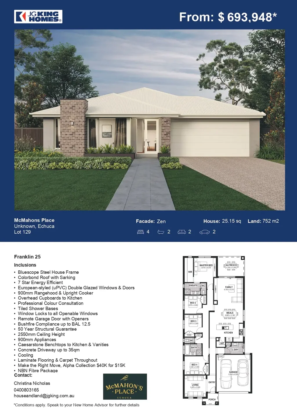 Echuca 4Habitaciones JG King presents the Franklin 25