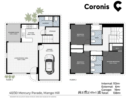 40/30 Mercury Parade, Mango Hill, Moreton Bay Region, 3房, 2浴, Townhouse
