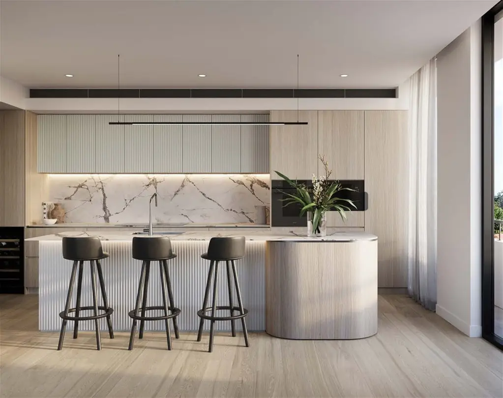 Melbourne 2房 城市中心豪华公寓 2卧2卫 高端Miele电器 自然石岛台 宽敞家庭办公角 主卧卫浴套间 充足储物空间 欧洲式洗衣房 两种色彩方案  Secure parking Stunning City Living: Luxury Apartment for Sale in Vibrant Melbourne!