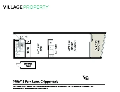 1906/18 Park Lane, Chippendale, Sydney CBD, 1 habitaciones, 1 baños, Apartment