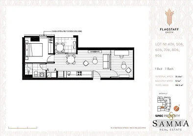406/23 Batman Street, West Melbourne, VIC 3003, 1 Bedrooms, 1 Bathrooms, Apartment