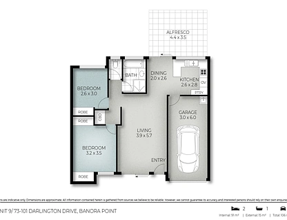 9/73-101 Darlington Drive, Banora Point, North Coast, 2部屋, 1バスルーム, Unit