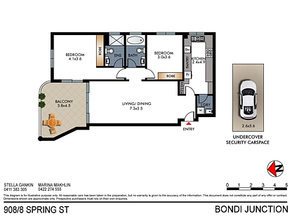 908/8 Spring Street, Bondi Junction, Eastern Suburbs, 2 ห้องนอน, 2 ห้องน้ำ, Apartment